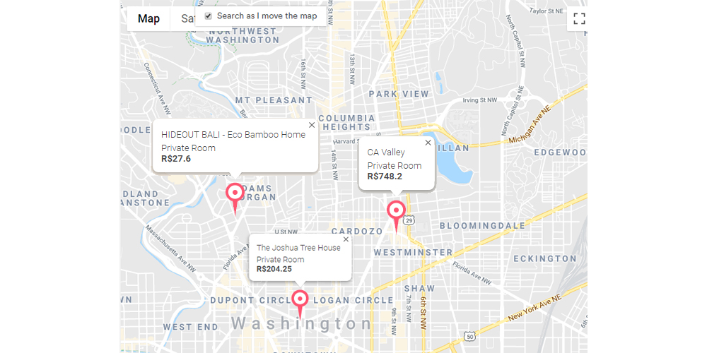 Airbnb map search