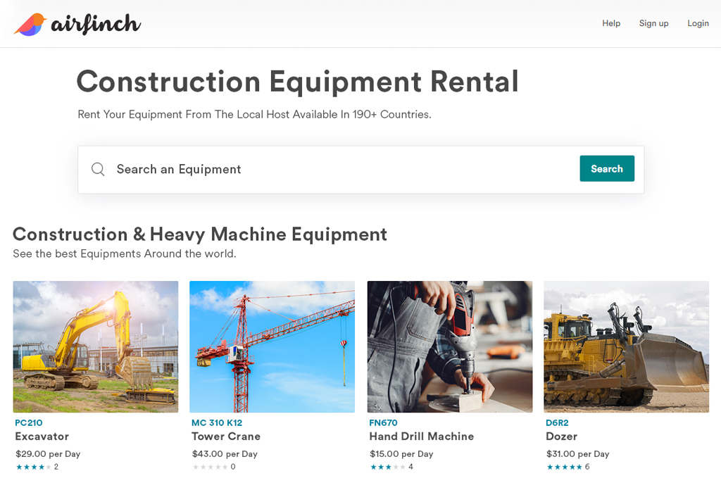 construction and heavy machine equipment rental script