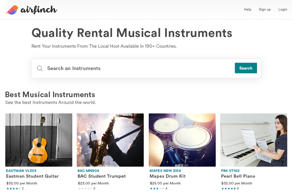 musical instruments rental script