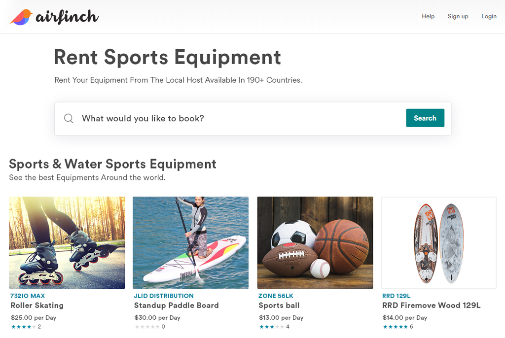 sports and water sports equipment rental script