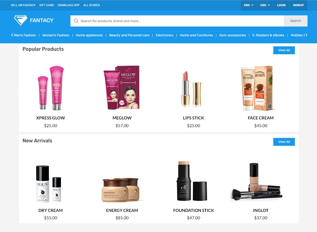 An online cosmetics platform built with Fantacy