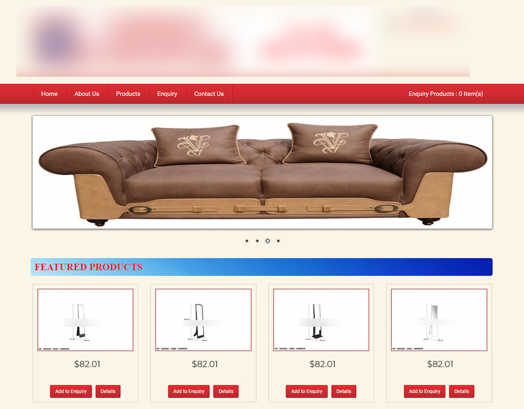 Furniture ecommerce site with poor UI and design