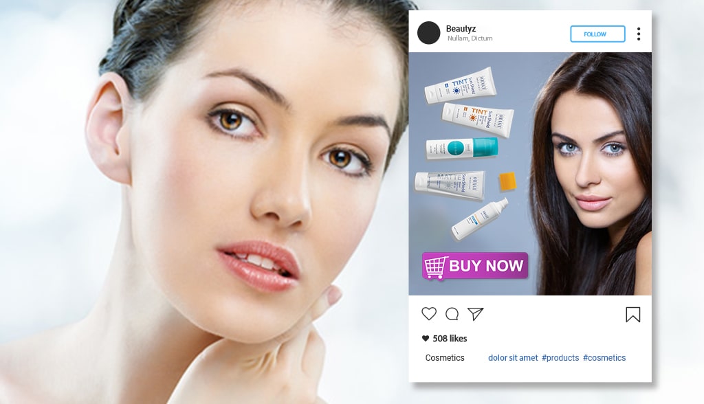 Shoppable Instagram posts for a cosmetics e-commerce site