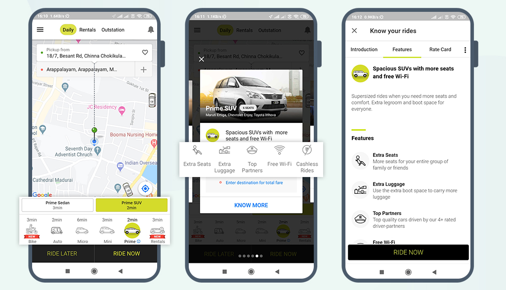 taxi app with personalized trip option