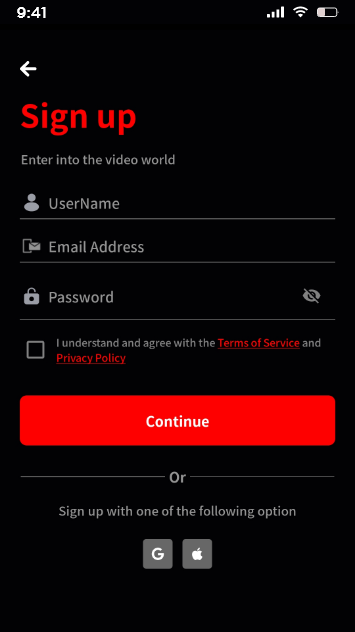 sign_up page of netflix clone