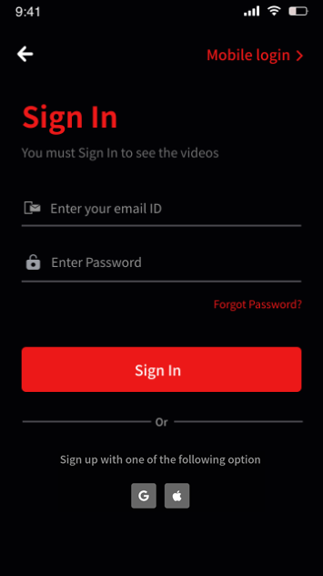 Netflix clone - signin using mail